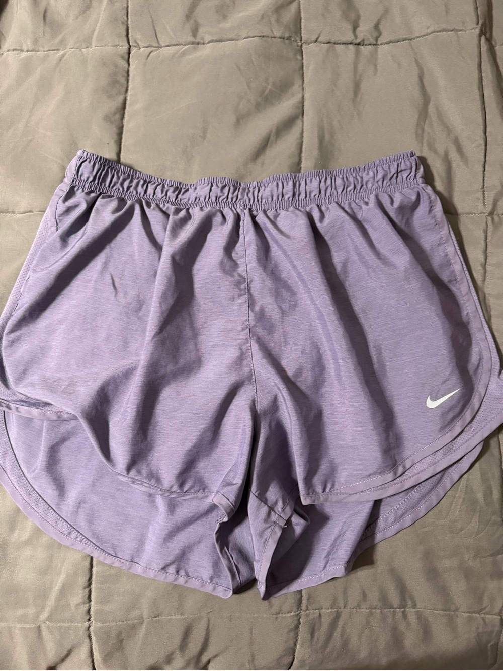 Nike Lavender Athletic Running Shorts with White Swoosh
